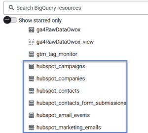 bigquery tables